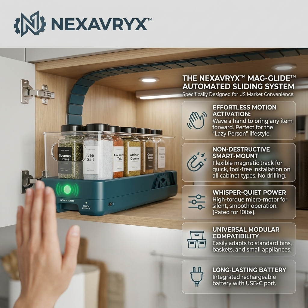 NEXAVRYX™ GlideRail Motion Shelf Organizer